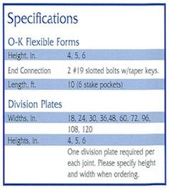 Flexible Metal Sidewalk Forms Specifications